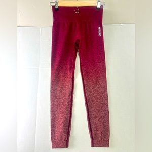 Gymshark Women's Leggings Size Small S Ombre Burgundy Athletic Wear Gym
